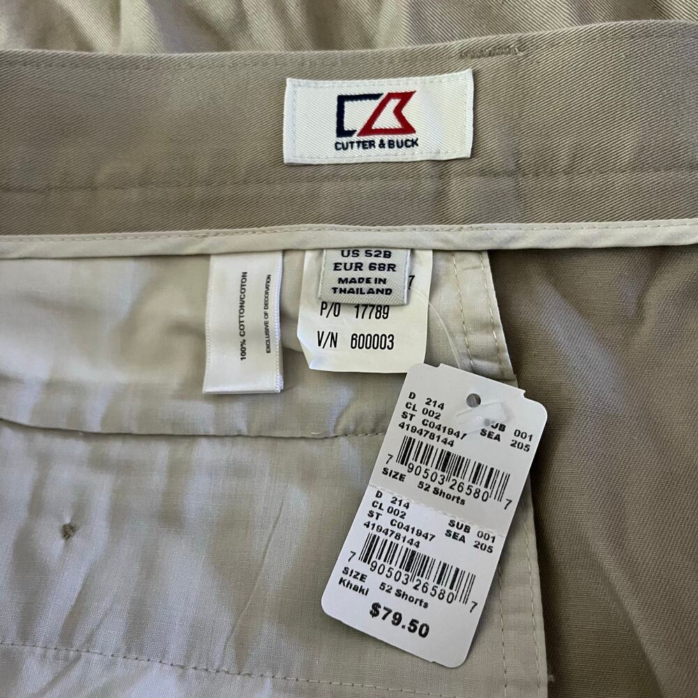 NWT Cutter & Buck Khaki Trouser Shorts Men's Sz 52 7 Inch Inseam - Picture 7 of 8